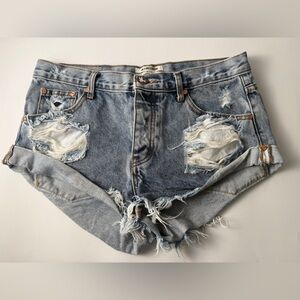 1 by 1 Teaspoon Women Shorts Bandits RLXD Fit Long Rise BTN Fly Twist Cuff 32x2